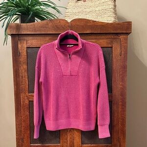 Women’s Faherty Pink Knit 1/4 zip sweater